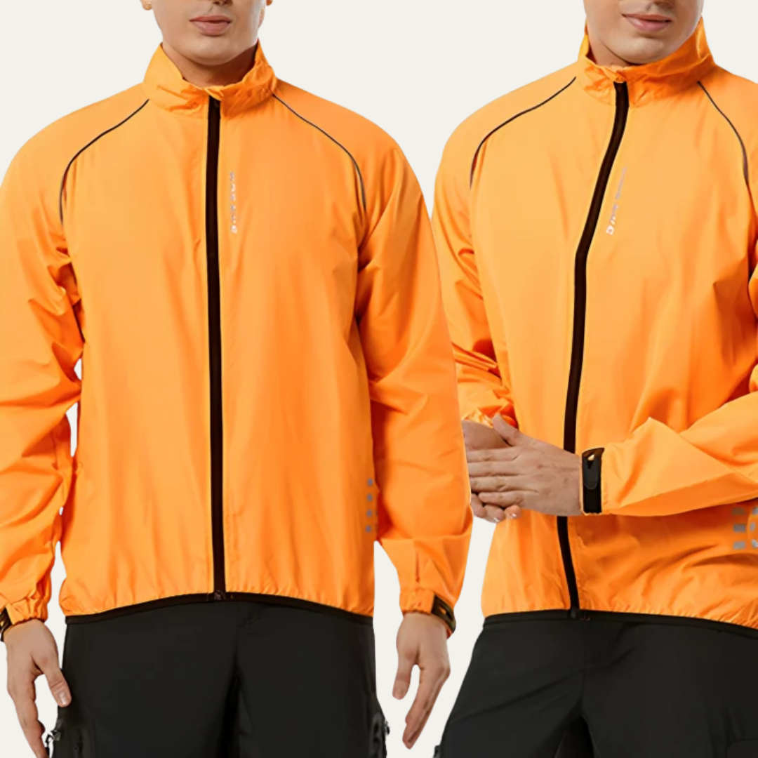 Men’s Reflective High Collar Full Zip Cycling Jacket
