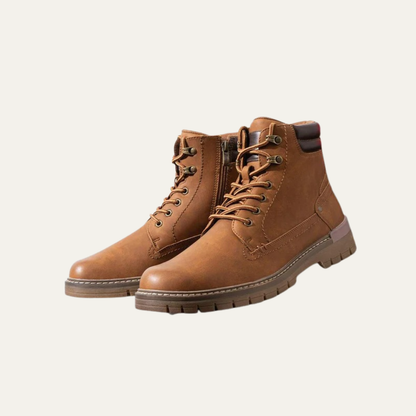 Men’s Military Style Lace Up Combat Boots with Lug Sole