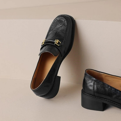 The Montepulciano Men’s Classic Slip On Leather Loafers with Metal Buckle