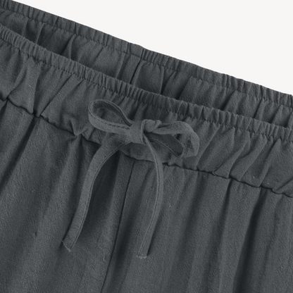 Women's Linen Wide-Leg Pants - Drawstring, Casual