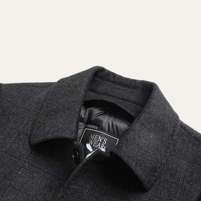 The Dobbiaco Men’s Winter Plaid Wool Blend Overcoat with Quilted Lining