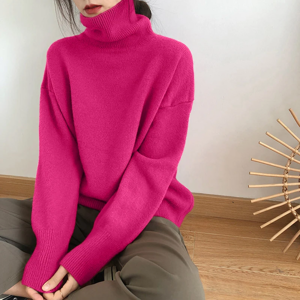Cozy Large Knit Winter Turtleneck Sweater