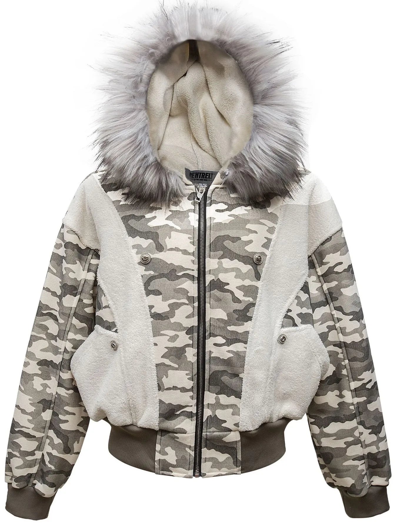 Waterproof Camo Parka Jacket with Faux Fur Hood