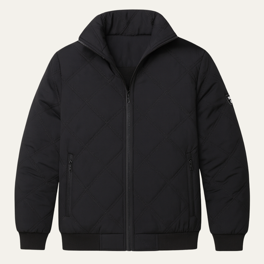 The Alassio Men’s Thick Warm Stand Collar Fleece Lined Quilted Jacket
