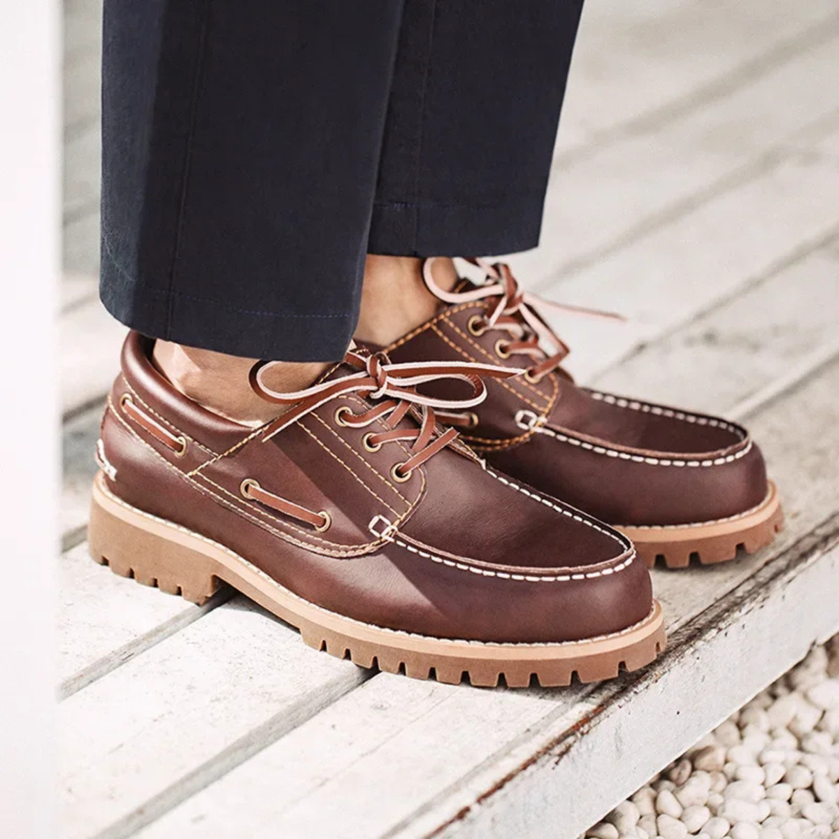 The Arzachena Men’s Retro Lace Up Leather Loafers with Grip Sole