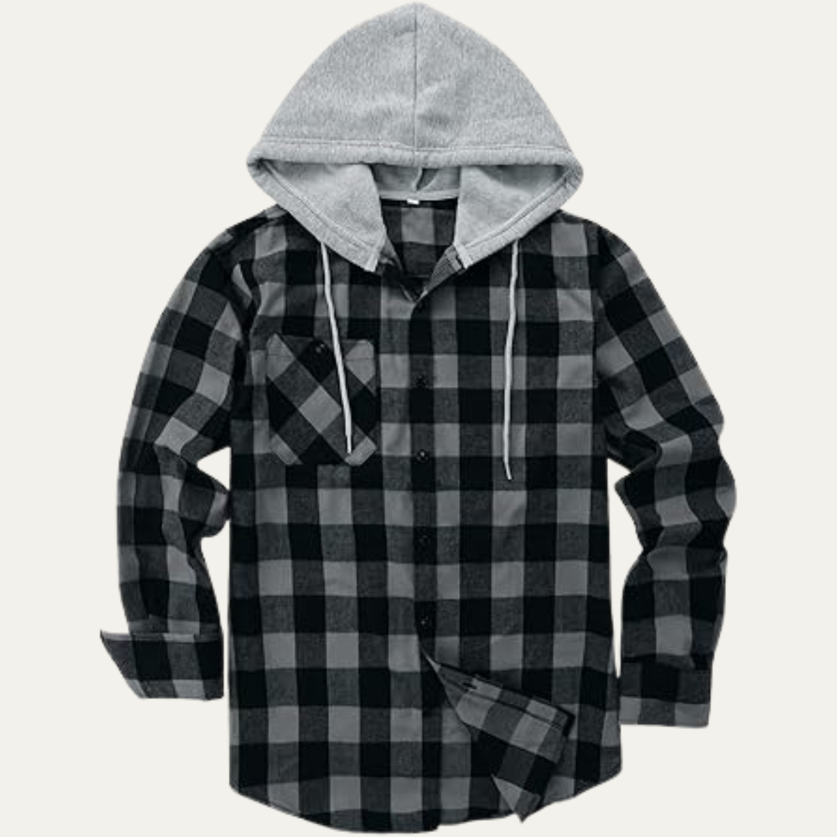 The Amalfi Men’s Hooded  Plaid Button Down with Pocket Flannel Jacket