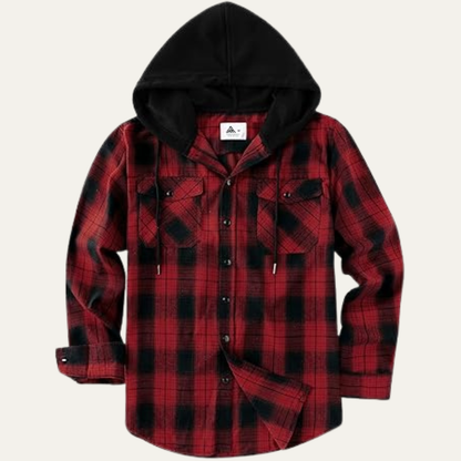 The Amalfi Men’s Hooded  Plaid Button Down with Pocket Flannel Jacket