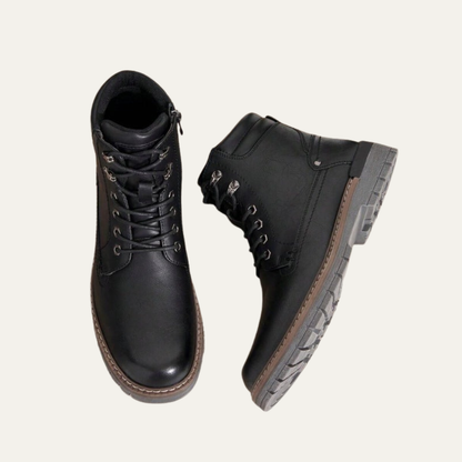 Men’s Military Style Lace Up Combat Boots with Lug Sole