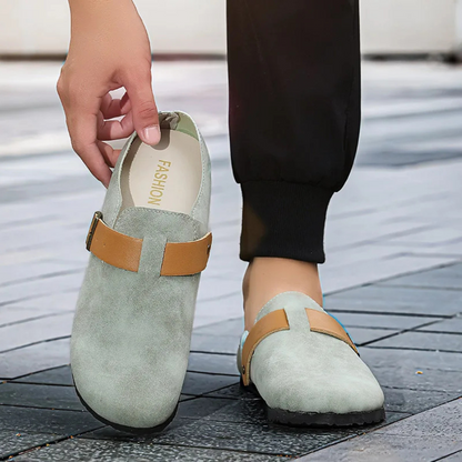 The Leicester Men's Suede Slip On Buckle Moccasin Slipper