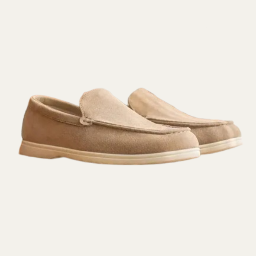 Men’s Suede Driving Moccasins with Metal Keeper Detail