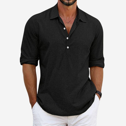 Men’s Relaxed Linen Blend Button Placket Shirt