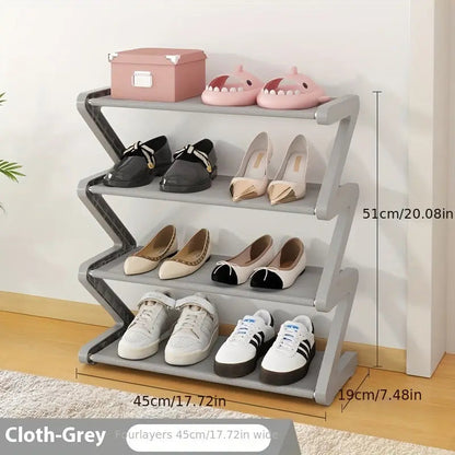4-Tier Shoe Rack – Stackable Z-Shaped Storage for Bedroom, Entryway & Dorms