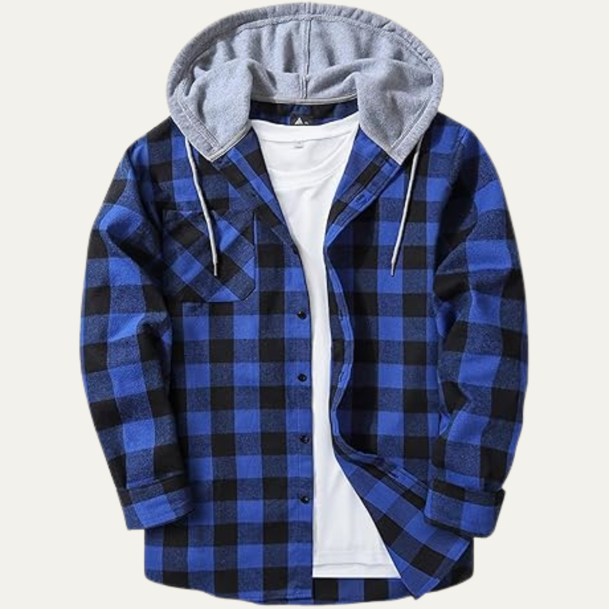 The Amalfi Men’s Hooded  Plaid Button Down with Pocket Flannel Jacket