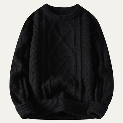 Men’s Winter Cable Knit Crewneck Sweater