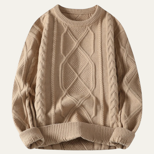 Men’s Winter Cable Knit Crewneck Sweater