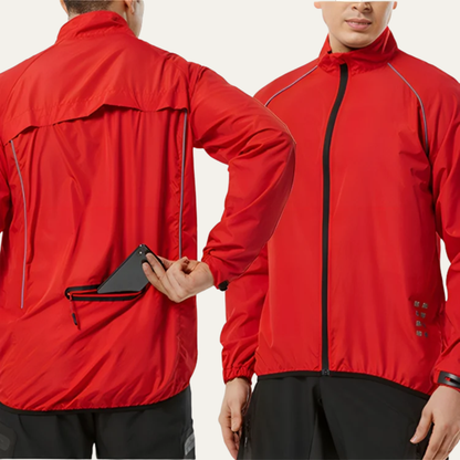 Men’s Reflective High Collar Full Zip Cycling Jacket