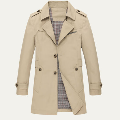 Men’s Single Breasted Mid Length Trench Coat