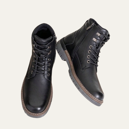 Men’s Military Style Lace Up Combat Boots with Lug Sole