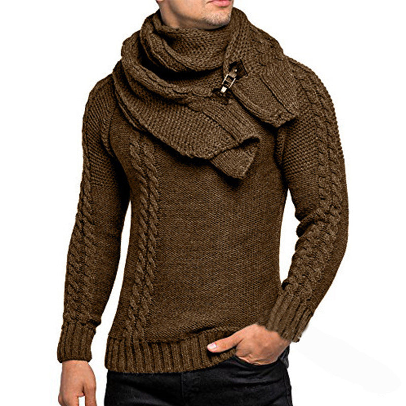 Men’s Asymmetric Cowl Neck Sweater With Buckle Detail