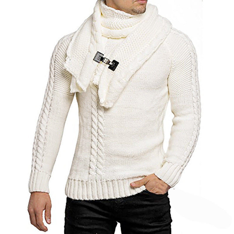 Men’s Asymmetric Cowl Neck Sweater With Buckle Detail