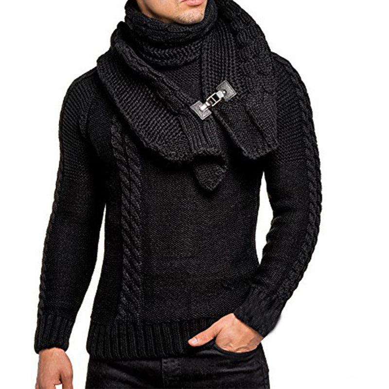 Men’s Asymmetric Cowl Neck Sweater With Buckle Detail