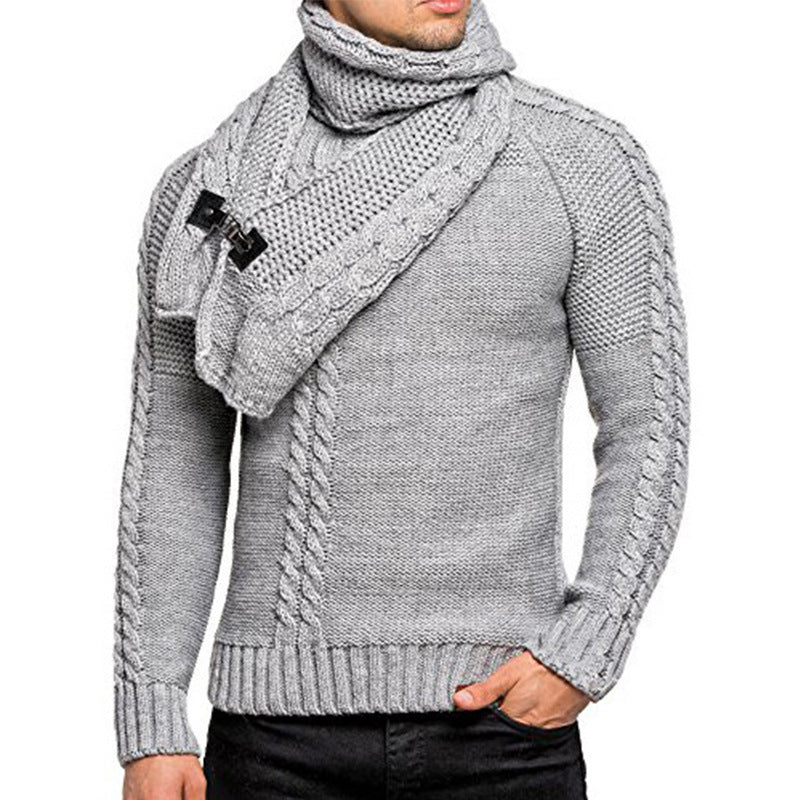 Men’s Asymmetric Cowl Neck Sweater With Buckle Detail
