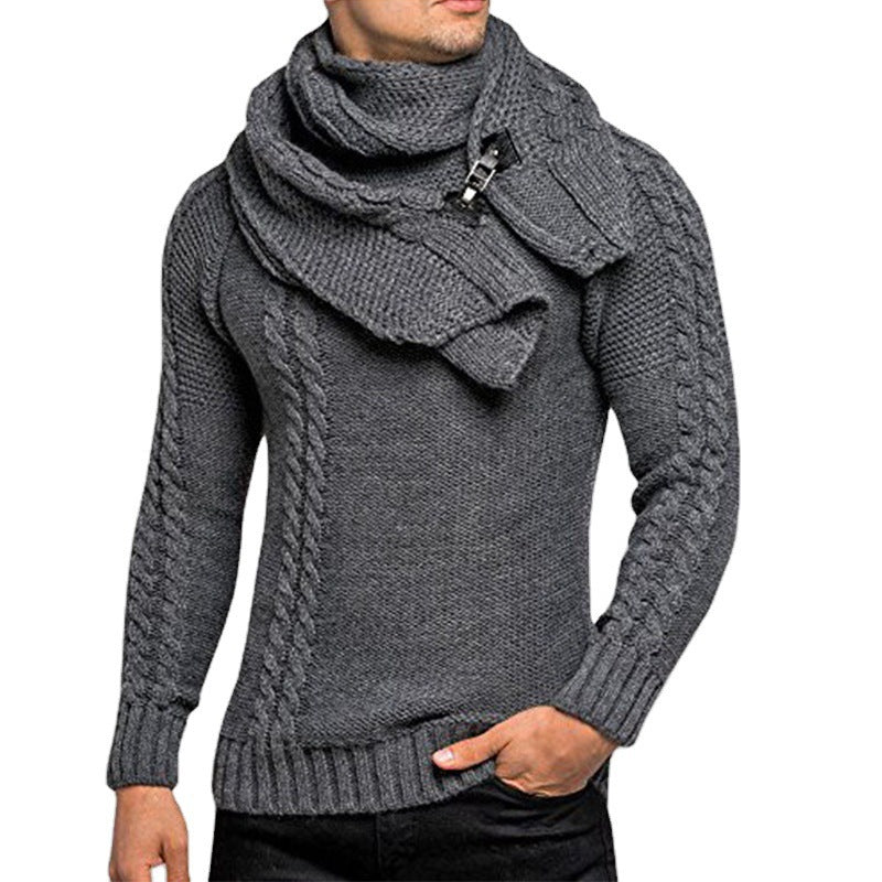 Men’s Asymmetric Cowl Neck Sweater With Buckle Detail