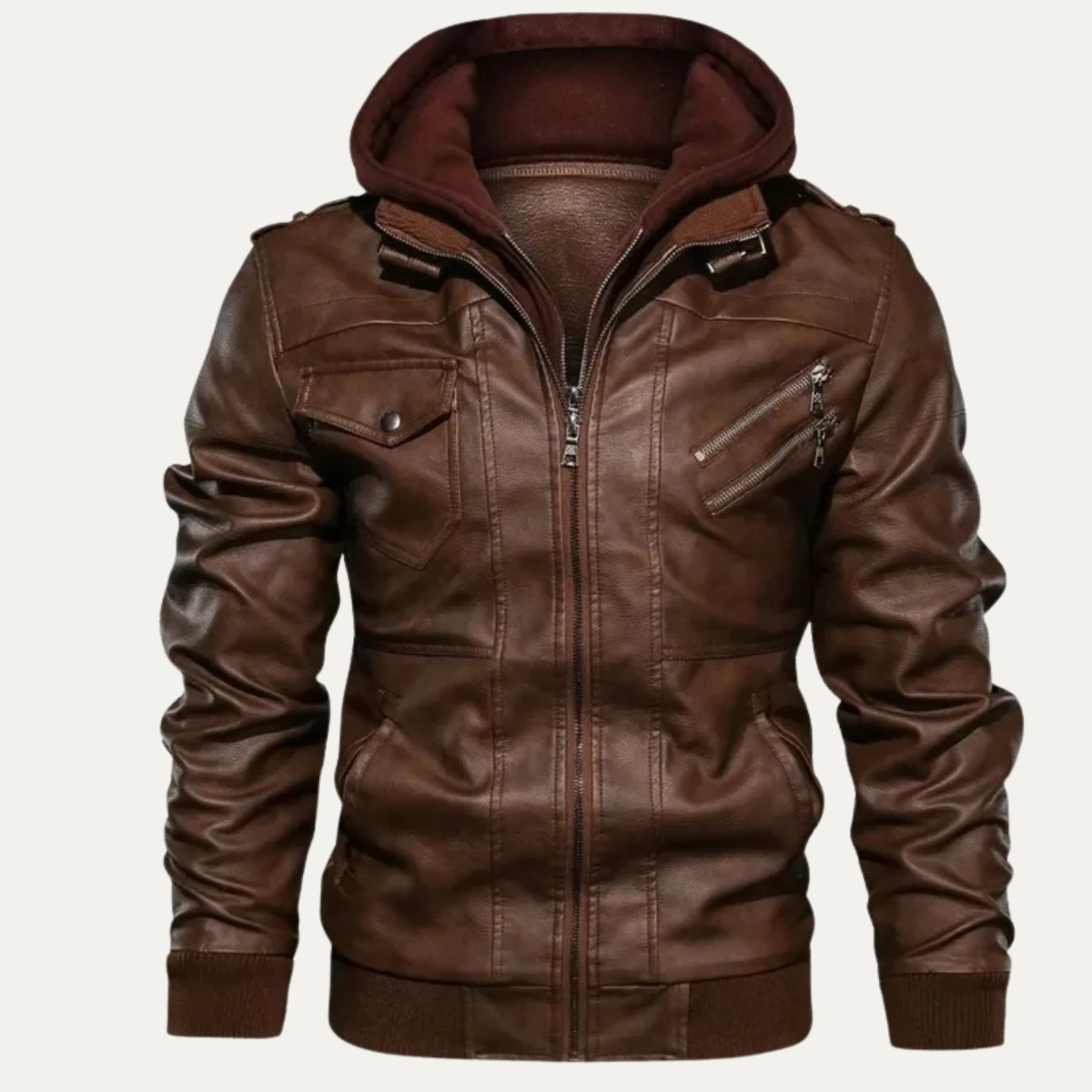 The Chelsea Men’s Vintage Biker Leather Hooded Jacket