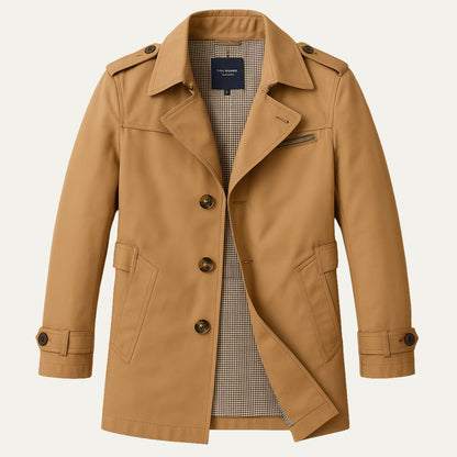 Men’s Single Breasted Mid Length Trench Coat