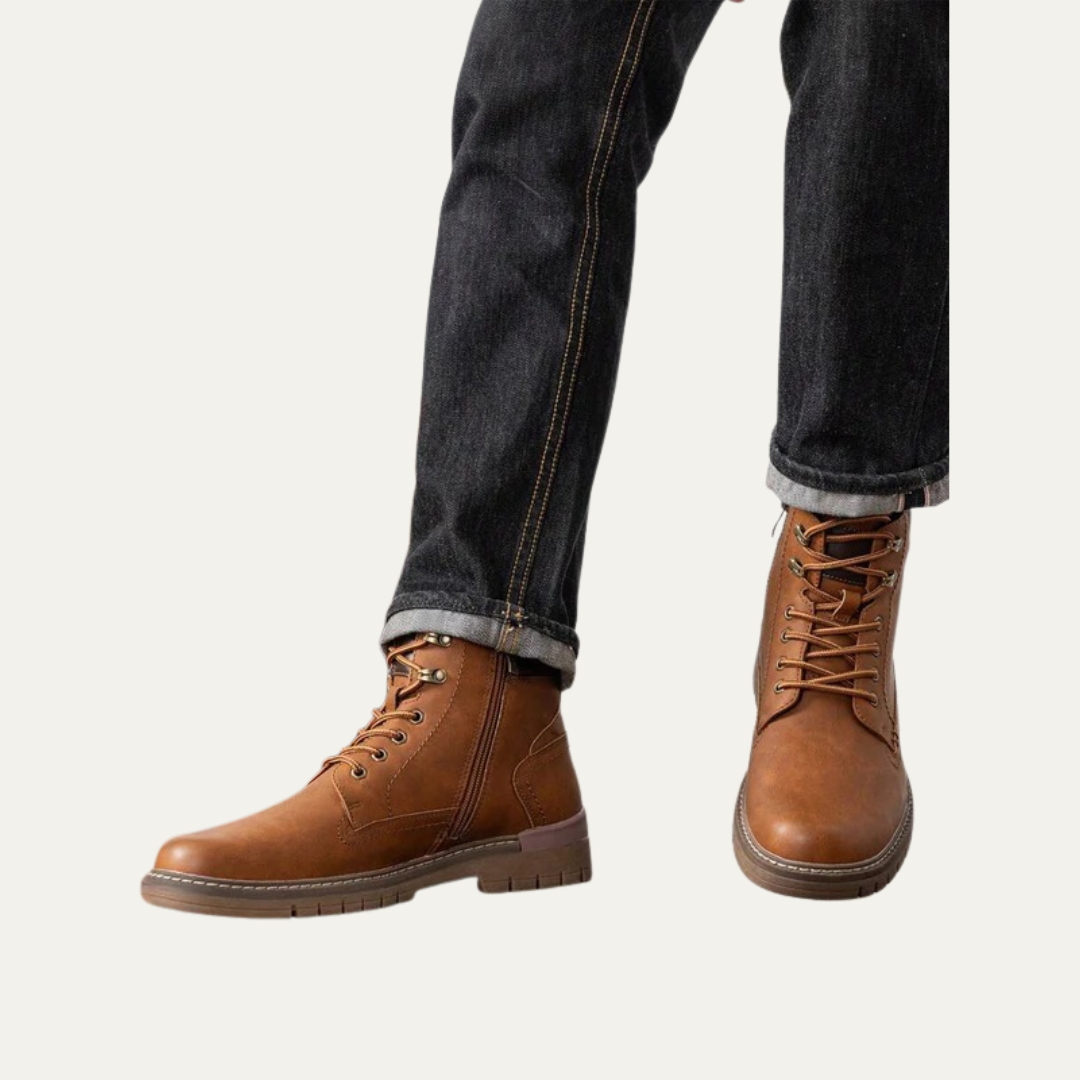 Men’s Military Style Lace Up Combat Boots with Lug Sole