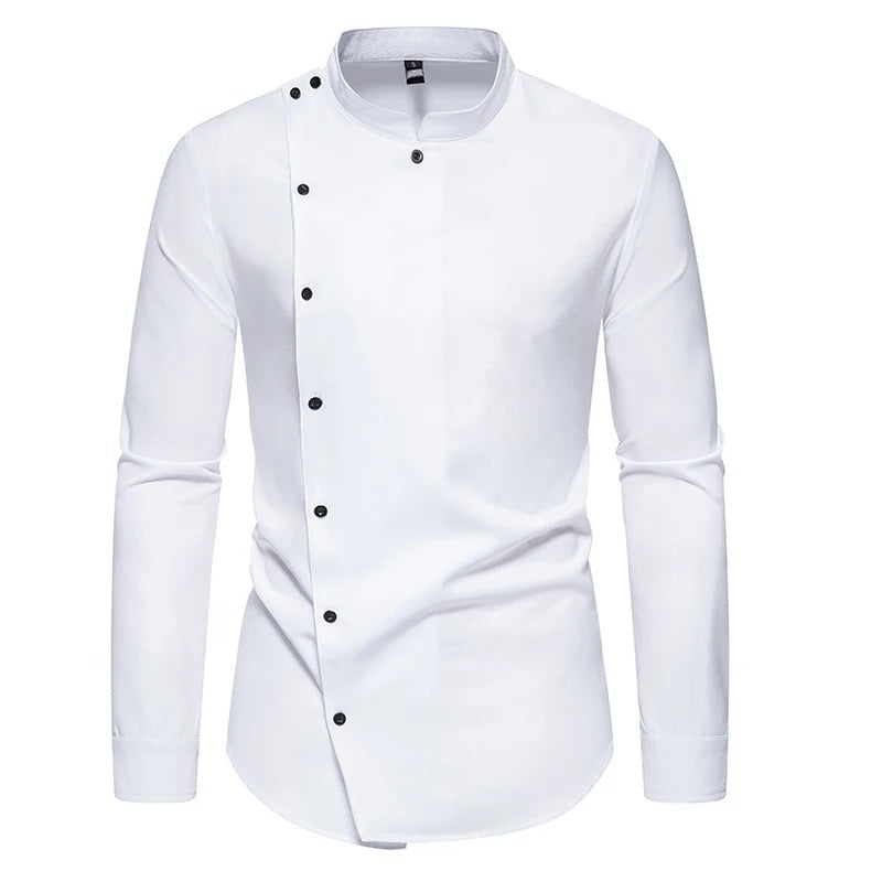 Stylish Offcenter Tangerine Dress Shirt - BritishElegance