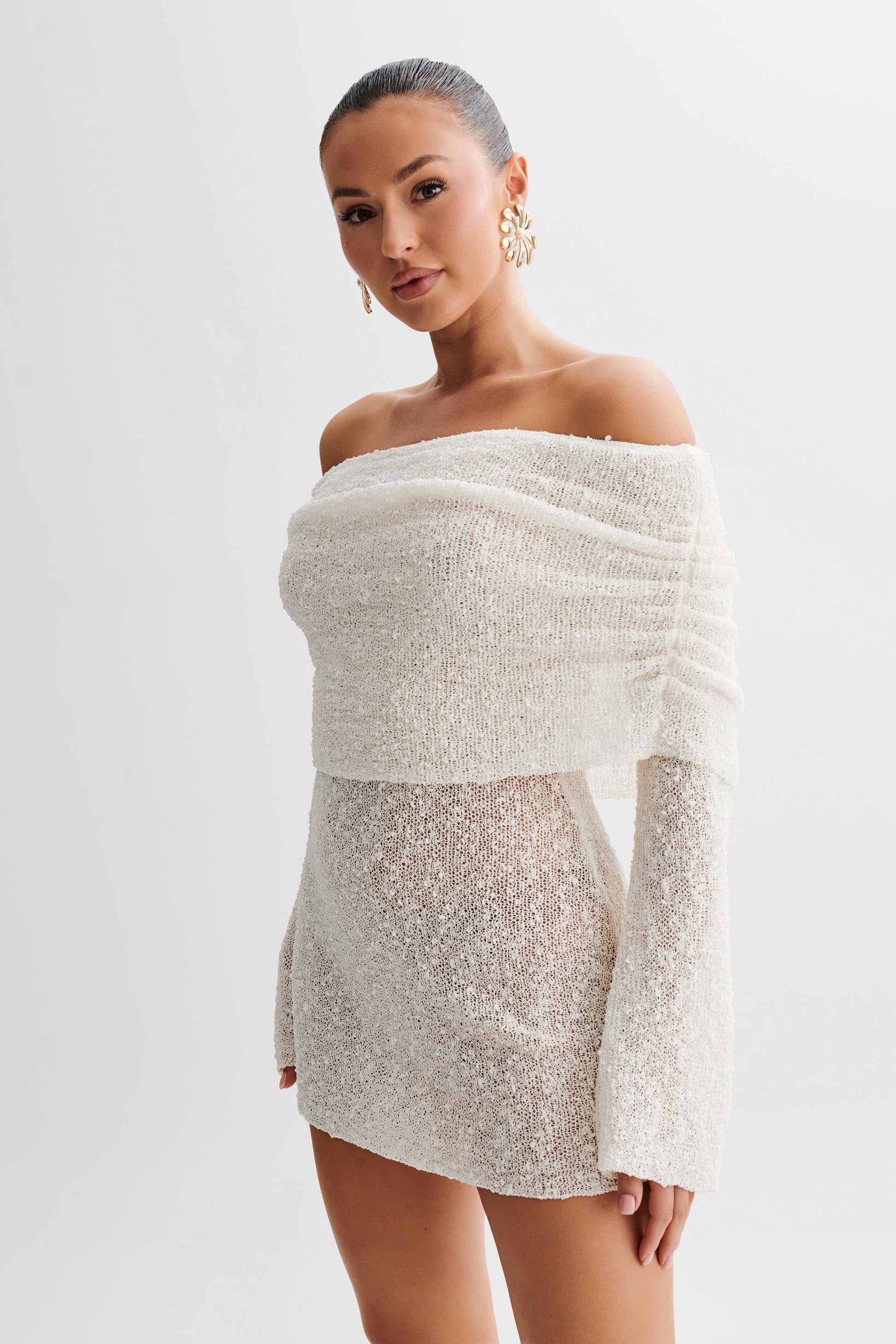 Chic Ladies' Cold Shoulder Short Dress - BritishElegance