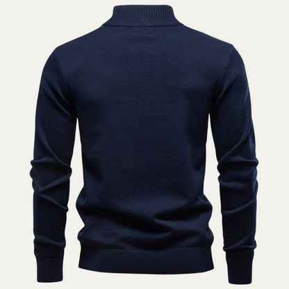 Men’s Textured Rib Quarter Zip Stand Collar Sweater
