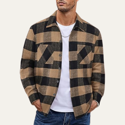 The Sorrento Men’s Trendy Flannel Plaid Fleece Jacket  with Pockets