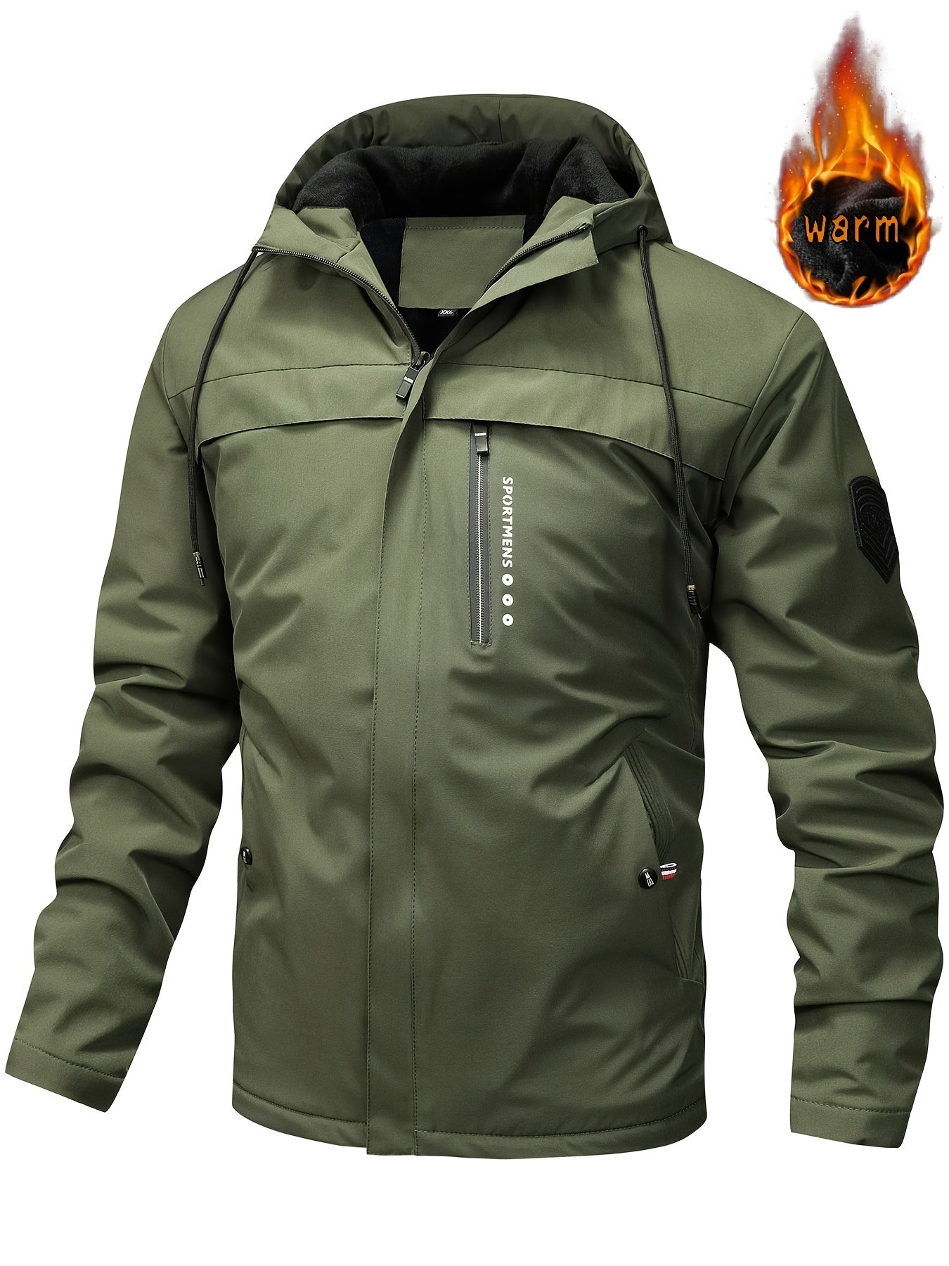 Waterproof Mens Fleece Hooded Outdoor Jacket