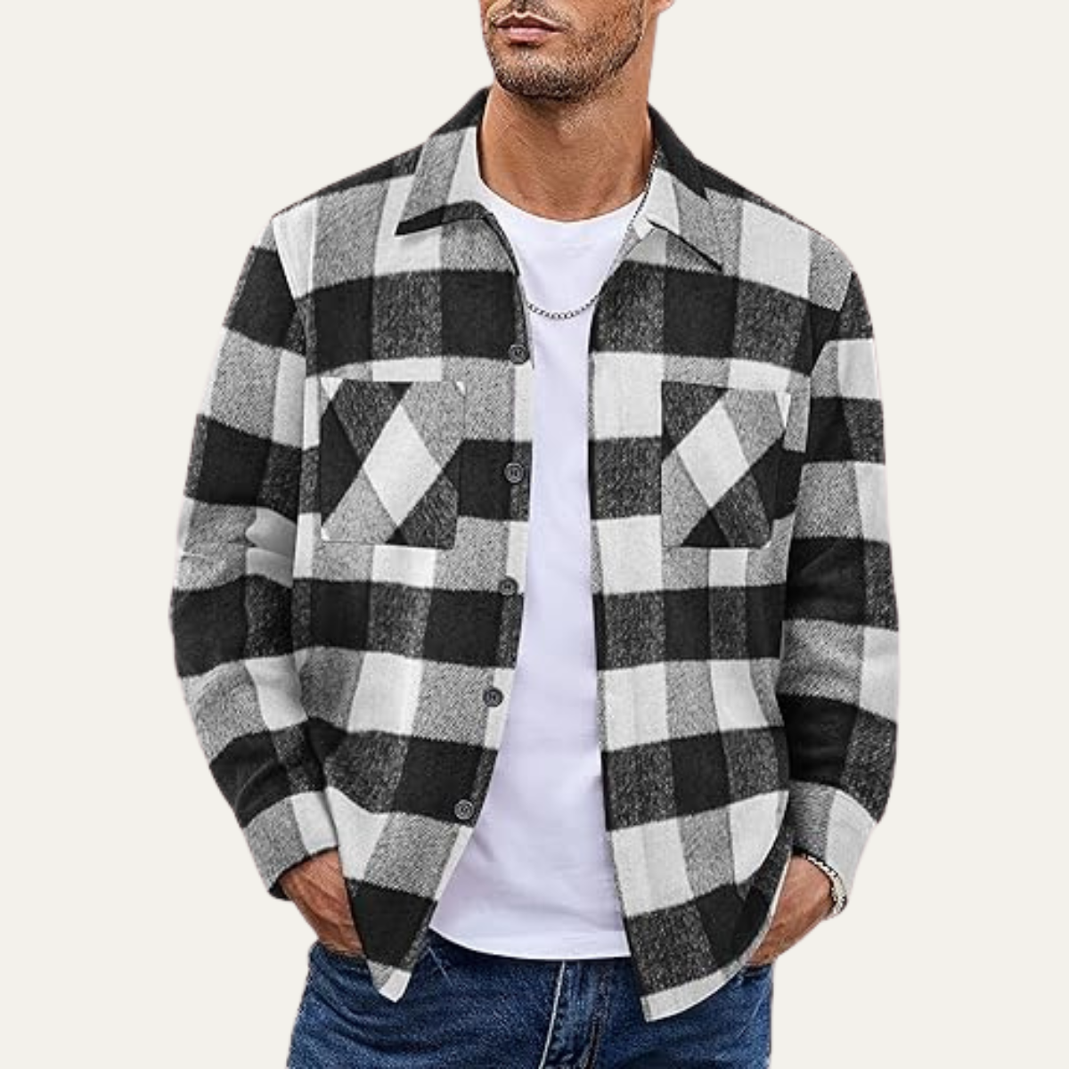 The Sorrento Men’s Trendy Flannel Plaid Fleece Jacket  with Pockets