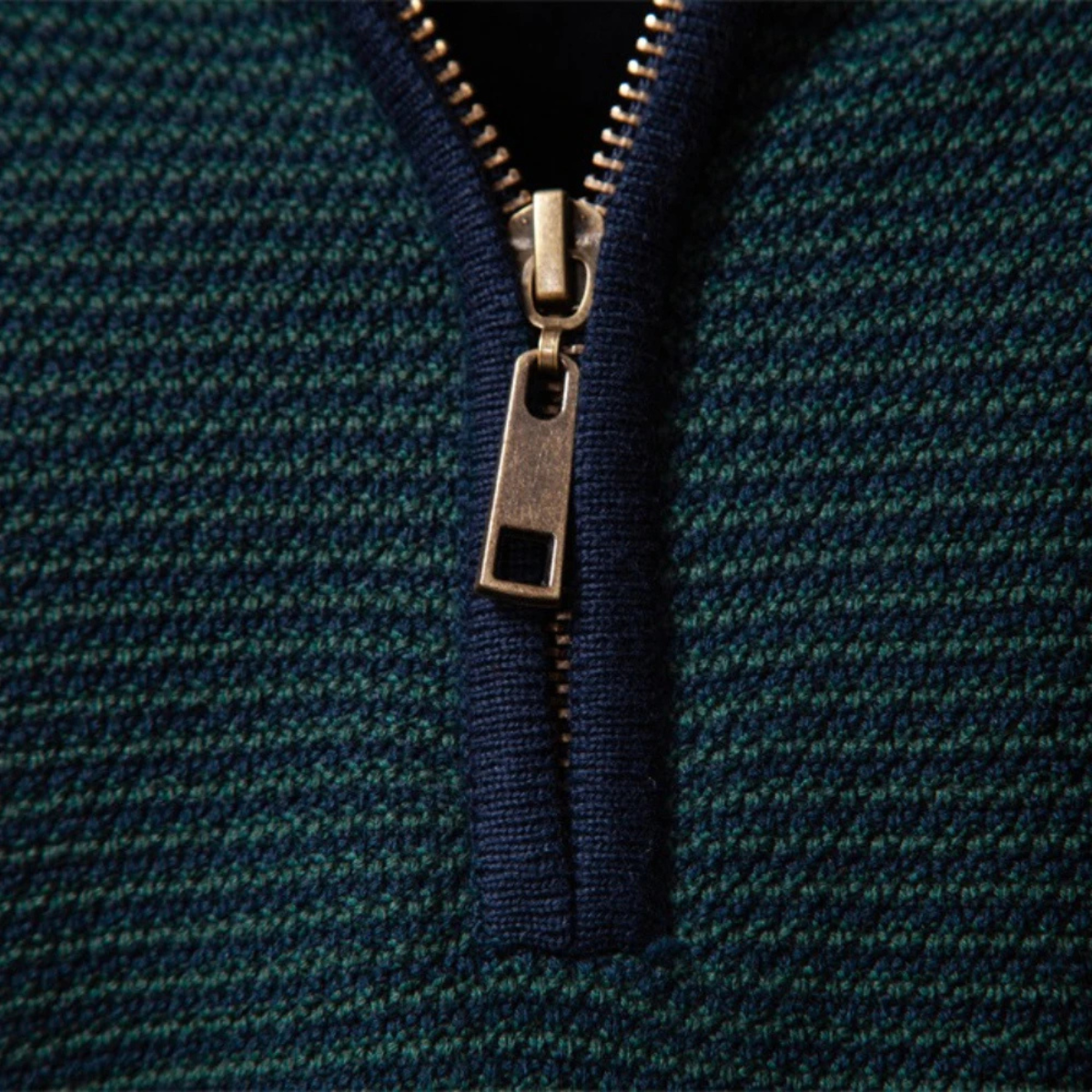 Men’s Textured Rib Quarter Zip Stand Collar Sweater