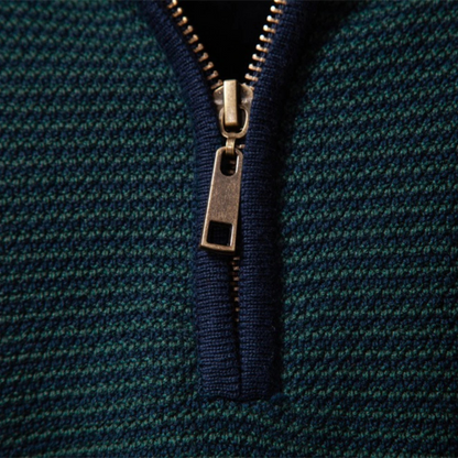 Men’s Textured Rib Quarter Zip Stand Collar Sweater