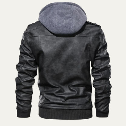 The Chelsea Men’s Vintage Biker Leather Hooded Jacket