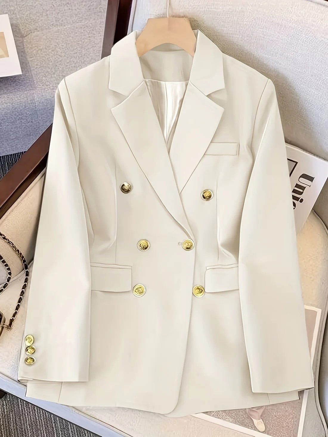 Classic Fit Women's Office Jacket with Metal Buttons