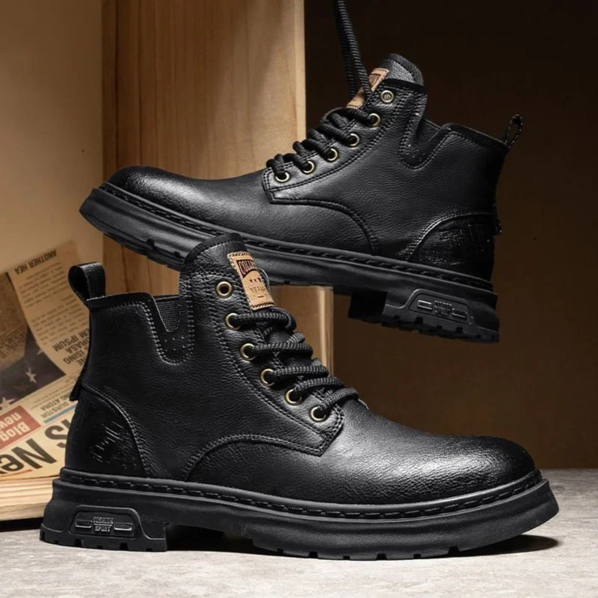 The Belgravia Men’s Brown Leather Work Boots with Non-Slip Sole