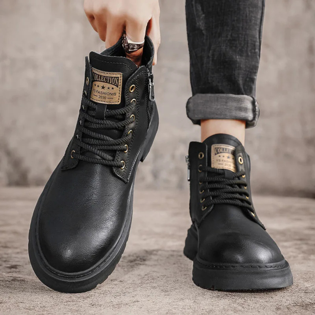 The Belgravia Men’s Brown Leather Work Boots with Non-Slip Sole