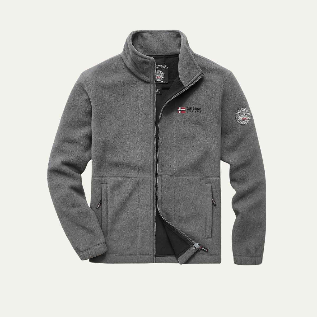 Men’s Textured Fleece High Collar Zip Jacket