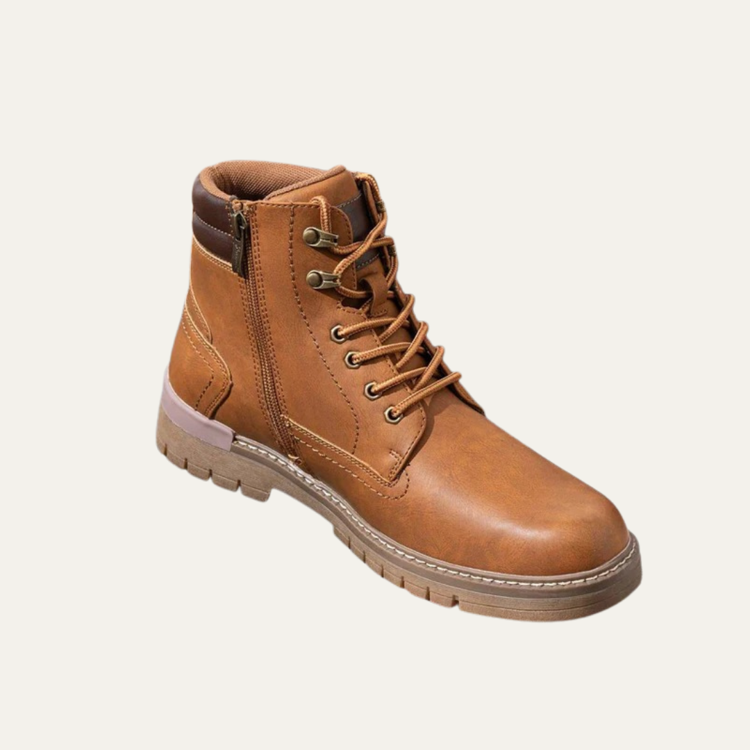 Men’s Military Style Lace Up Combat Boots with Lug Sole