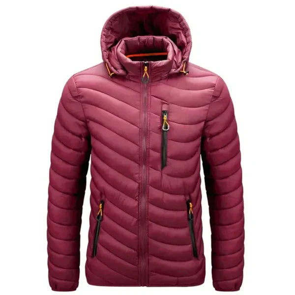 Men's water-repellent down jacket with detachable hood – Alaric