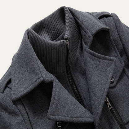 The Amersham Men's Smart Winter Trench Coat with Stand Collar