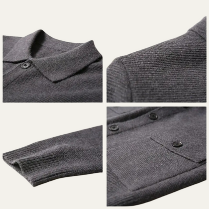 The Skye Men's Knit Button Cardigan with Turn Down Collar