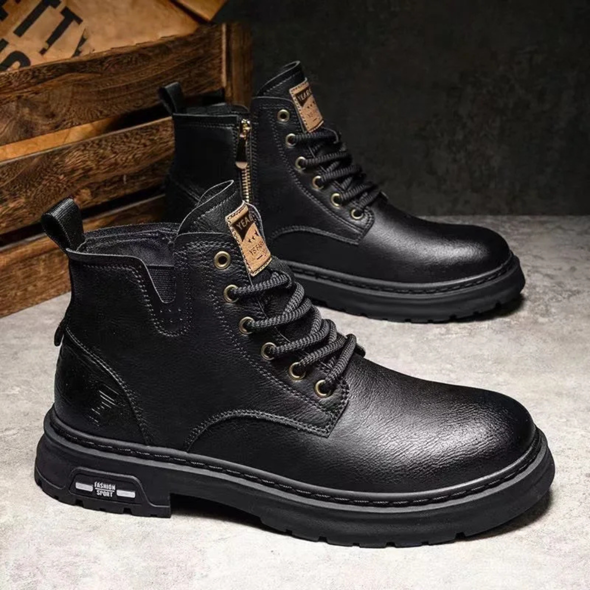 The Belgravia Men’s Brown Leather Work Boots with Non-Slip Sole
