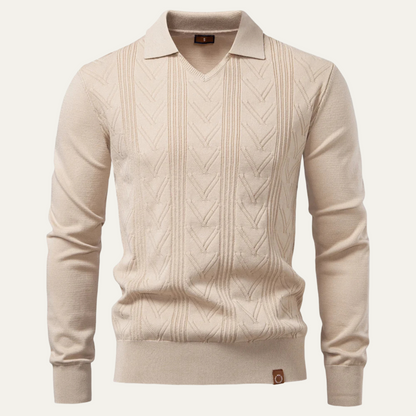 The Pembroke Men's Slim Fit V Neck Polo Knitted Jumper