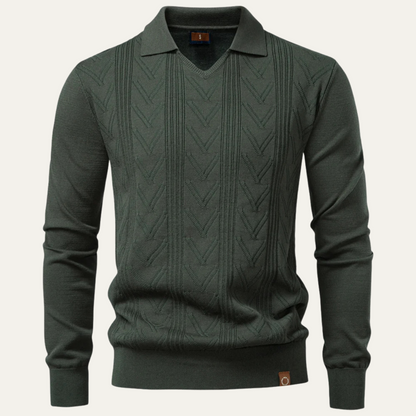 The Pembroke Men's Slim Fit V Neck Polo Knitted Jumper